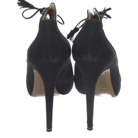 Nicholas Kirkwood Navy and Black Lace Up Stilletto Bootie Heels 40 9 - Picture 4 of 5